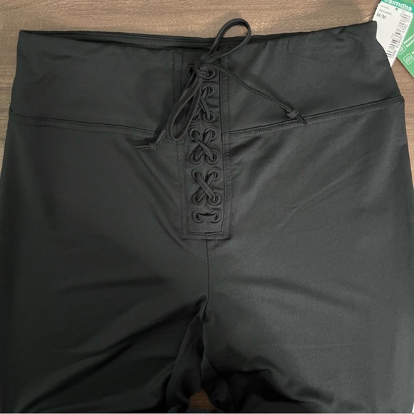 Black Lace Up Flared Leggings Pants - Picture 7 of 10